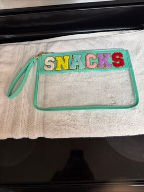 Source Unknown Mint Green Clear Snack Pouch with Multicolor 'SNACKS' Patch